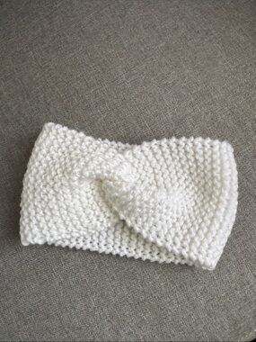 Cozy White Knitted Twist Headband for Kids